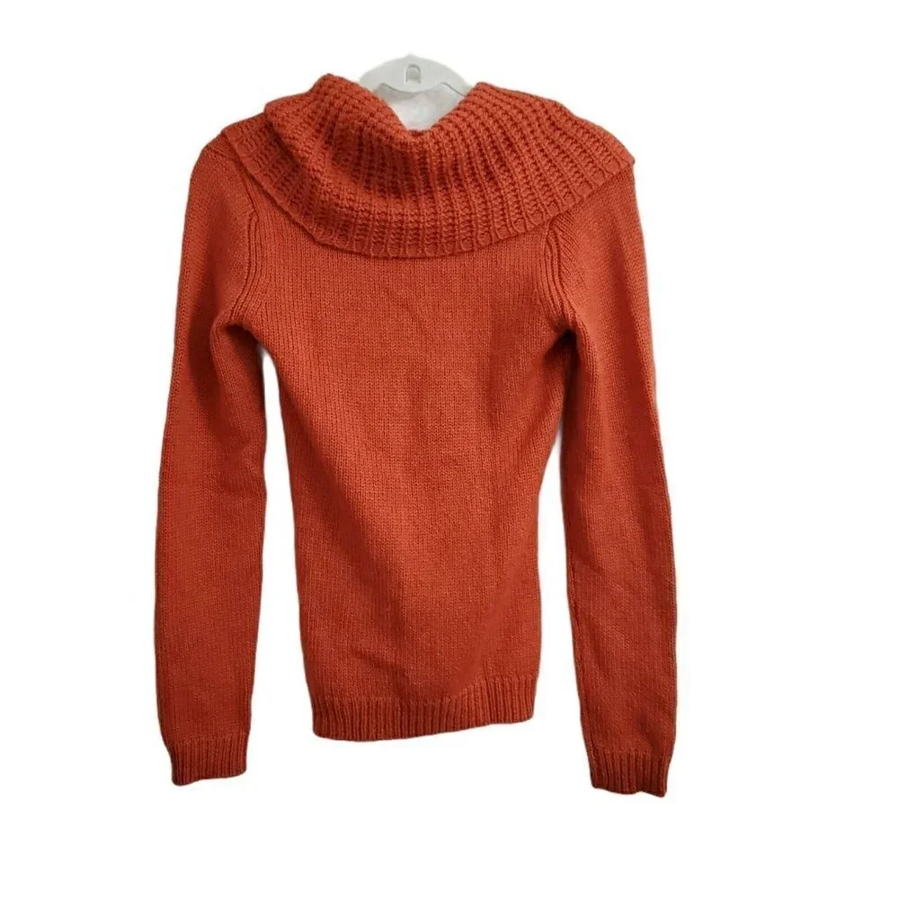 Angel of the North Anthropologie‎ Sweater XS Wool Mohair Orange Waffle Cowl Neck